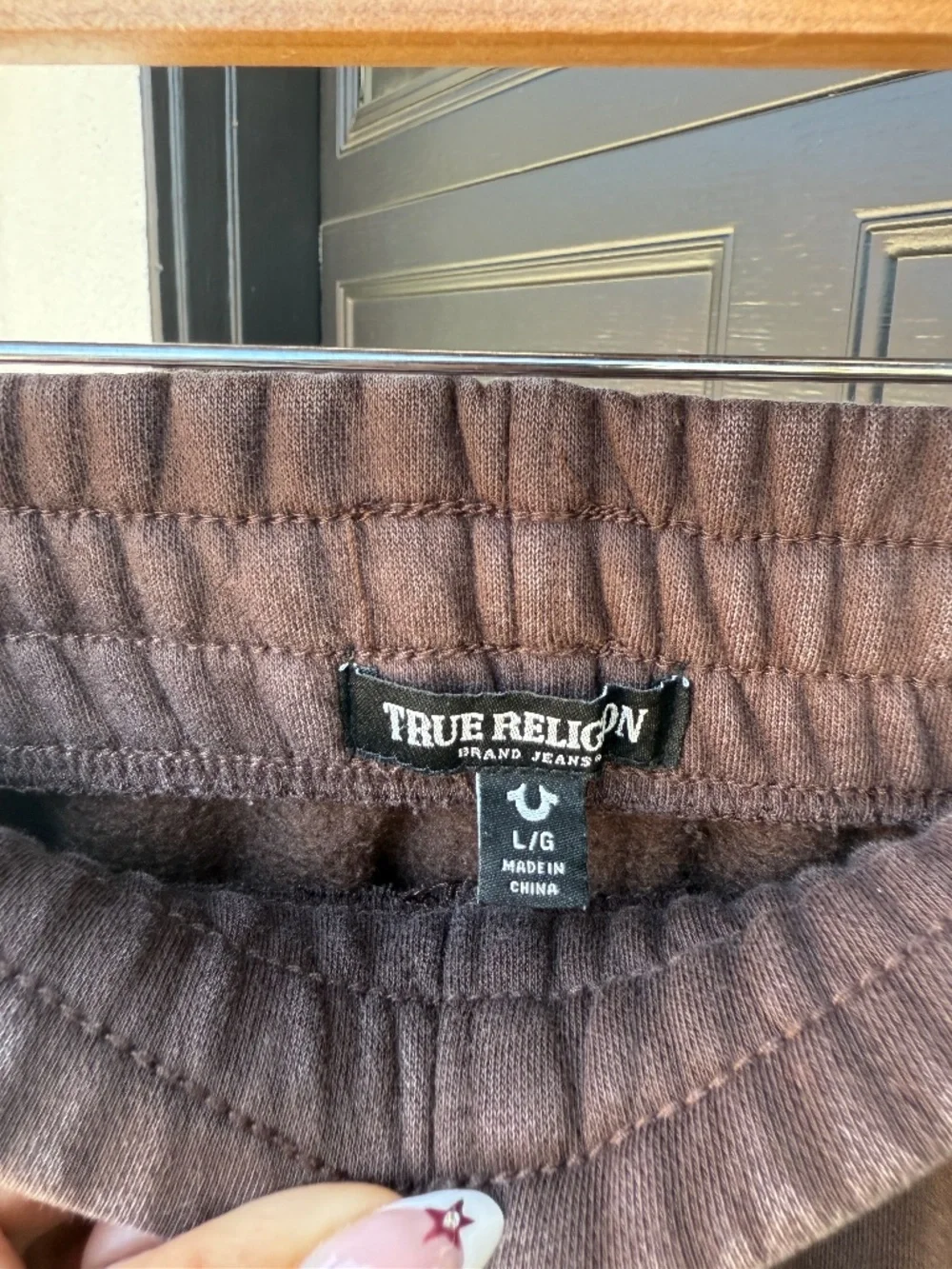 Used! Men's True Religion Brown Acid Washed Drawstring Jogger Sweatpants Size L